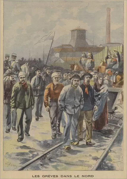 Strikes in northern France (colour litho)