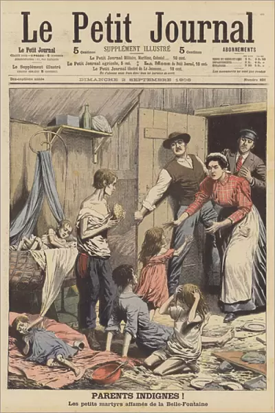 The discovery of six children abandoned by their parents (colour litho)