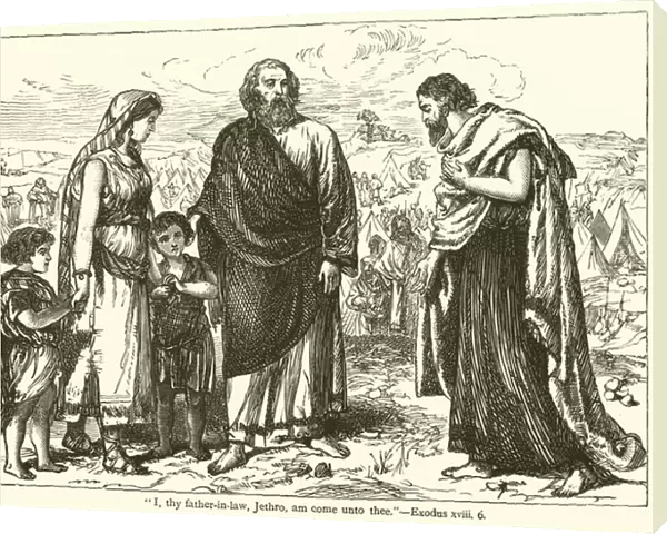 'I, thy father-in-law, Jethro, am come unto thee', Exodus, xviii, 6 (engraving)