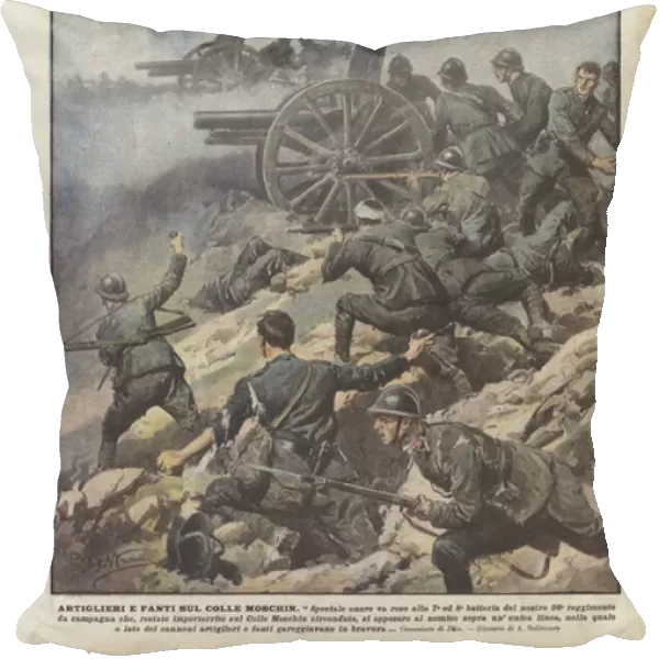 Gunners And Infantrymen On Moschin Hill (colour litho)