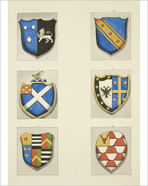 Monumental coats of arms in All Saints (w  /  c on paper)