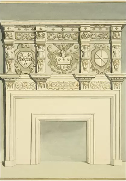 Old chimneypiece from the Orphan Asylum, Hooks Mills, 1828 (pencil & w  /  c on paper)