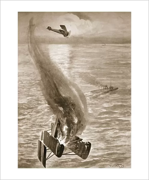 The destruction of a German seaplane by Flight-Sub-Lieutenant Ince off the Belgian Coast