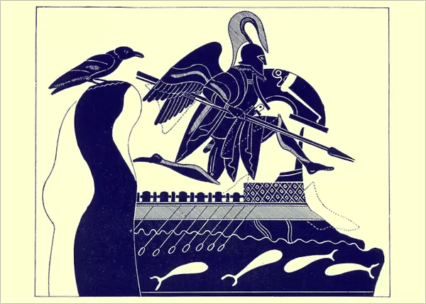 The Ghost of Patroklos, illustration from Greek Vase Paintings by J. E. Harrison and D. S. MacColl, published 1894 (digitaly enhanced image)