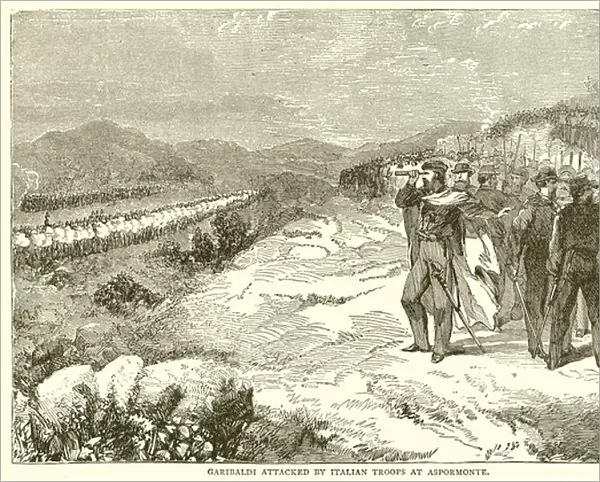 Garibaldi attacked by Italian Troops at Aspormonte (engraving)