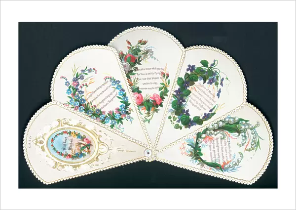 Flowers on a Fan, Card (chromolitho)