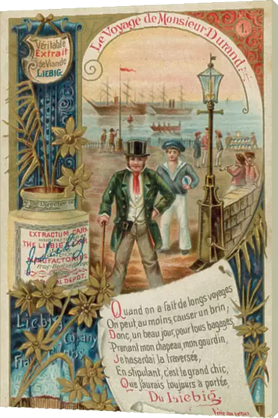 Monsieur Durand sets out with his Liebig extract (chromolitho)