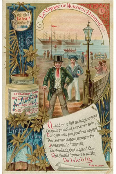Monsieur Durand sets out with his Liebig extract (chromolitho)