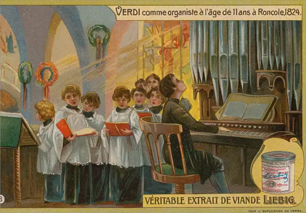 Verdi Playing the Organ in Roncole (chromolitho)