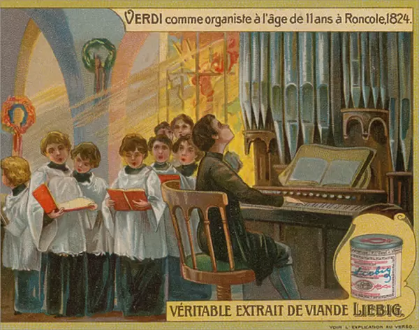 Verdi Playing the Organ in Roncole (chromolitho)