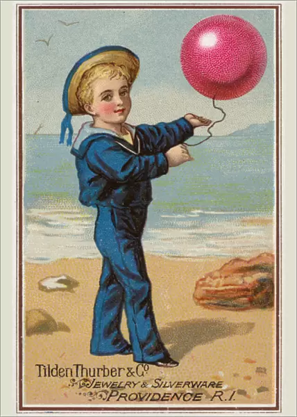 Sailor Boy holding Red Balloon (chromolitho)