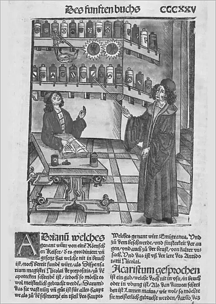 Apothecarys shop, from Das Buch der Cirugia published Strasbourg
