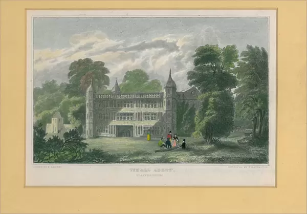 Tixall Abbey, Staffordshire (coloured engraving)