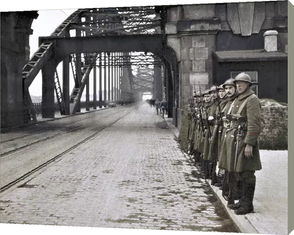 Belgian soldiers guarding a bridge during the occupation of the Rhineland demilitarised