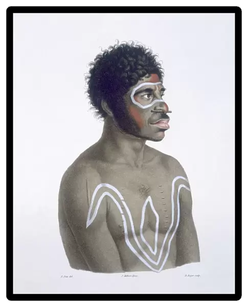 Australian Aborigine, 1812 (colour litho)