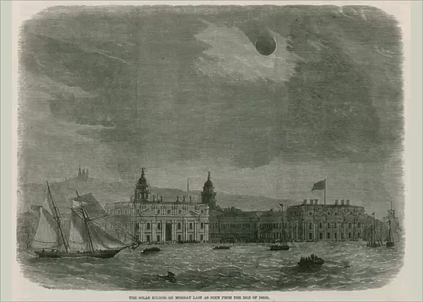 The solar eclipse as seen from the Isle of Dogs (engraving)