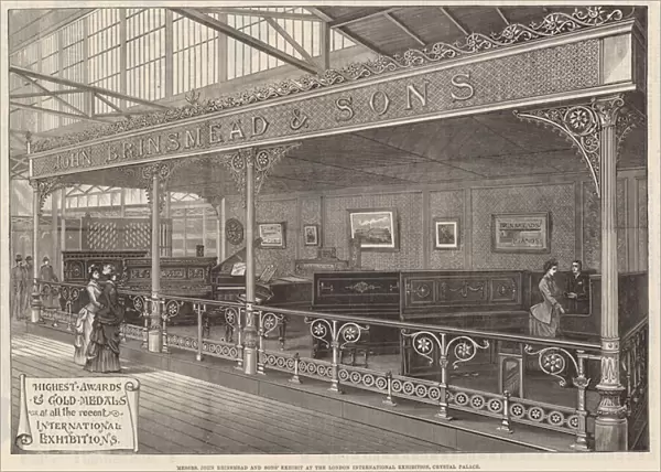 Messrs John Brinsmead and Sons exhibit at the London International Exhibition, Crystal Palace (engraving)