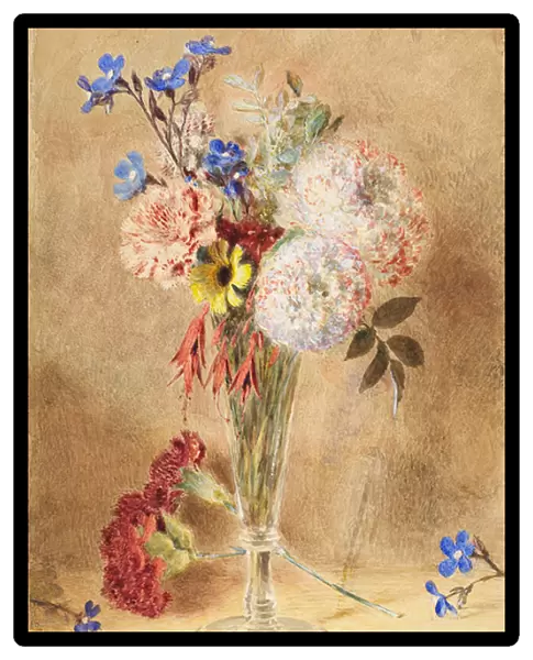 Flowers in a glass vase (w  /  c on card)