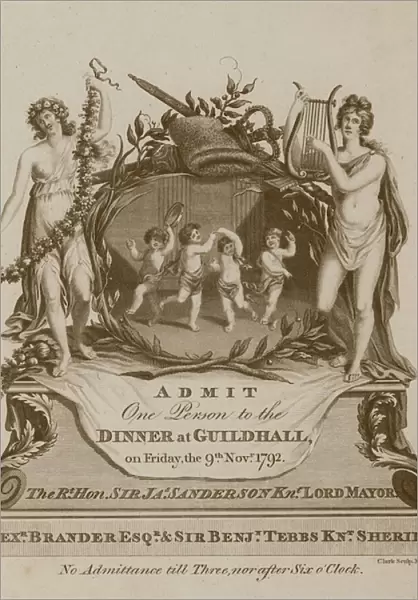 Invitation to a banquet at the Guildhall, London, on 9 November 1792 (engraving)