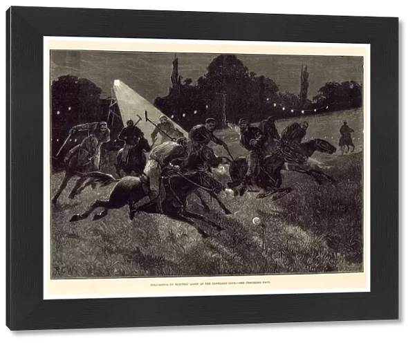 Polo match by electric light at the Ranelagh Gardens (engraving)