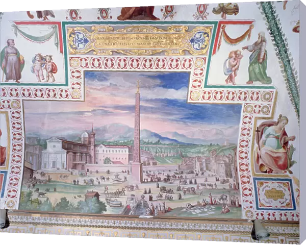 Piazza del Popolo, during the rule of Pope Sixtus V (fresco)