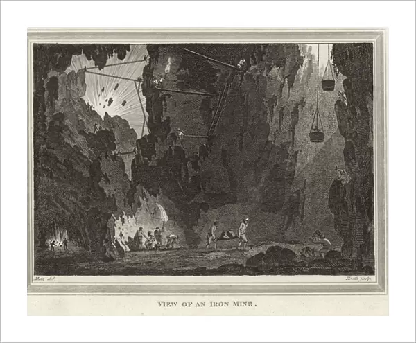 View of an iron mine (engraving)