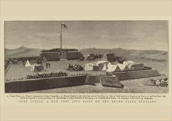 'Fort Curtis, 'a New Fort just built on the Ekowe Flats, Zululand (engraving)