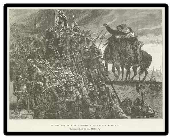The Duke begged them to remain with him (engraving)