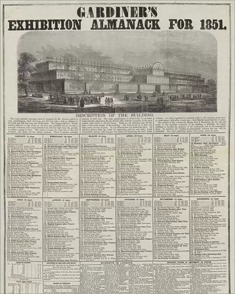 Gardiners Exhibition Almanack for 1851 (litho)