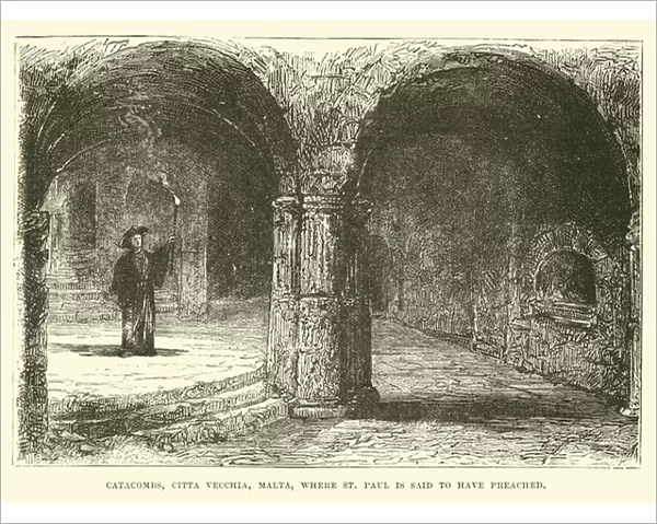 Catacombs, Citta Vecchia, Malta, where St Paul is said to have preached (engraving)