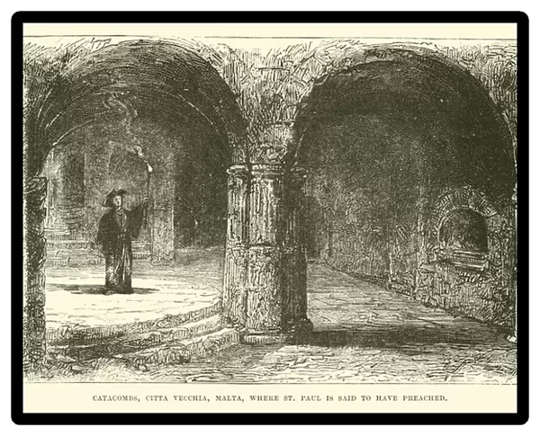 Catacombs, Citta Vecchia, Malta, where St Paul is said to have preached (engraving)