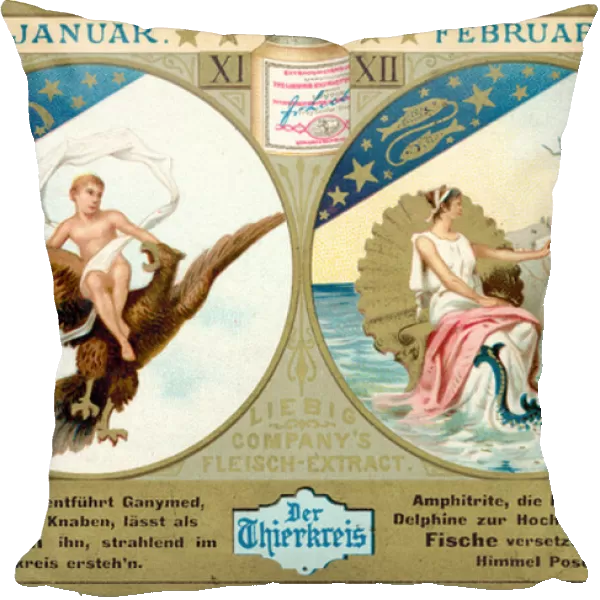 January and February: Aquarius and Pisces (chromolitho)