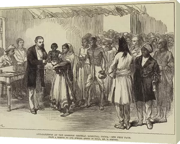 Out-Patients at the Sassoon General Hospital, Poona (engraving)