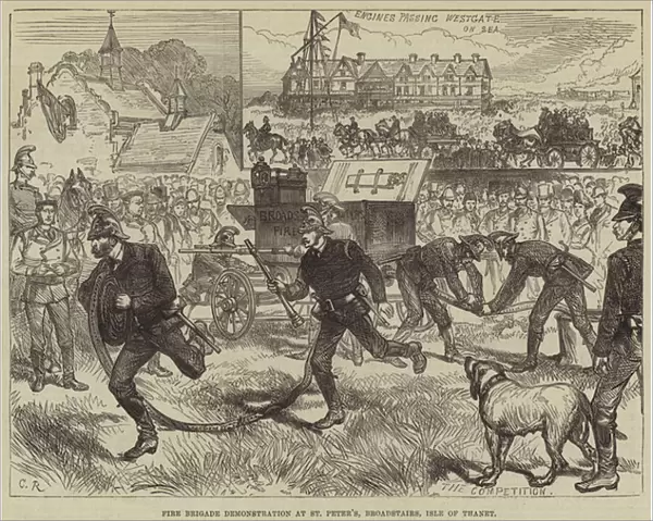 Fire Brigade Demonstration at St Peter s, Broadstairs, Isle of Thanet (engraving)