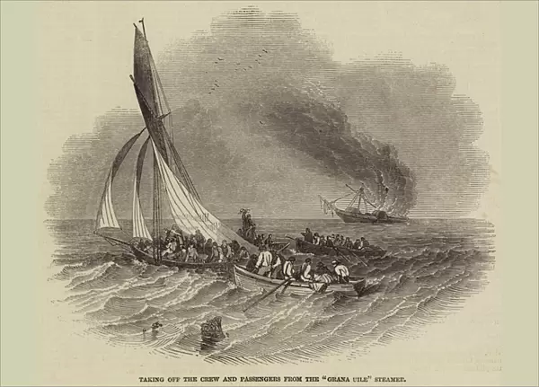 Taking off the Crew and Passengers from the 'Grana Uile'Steamer (engraving)