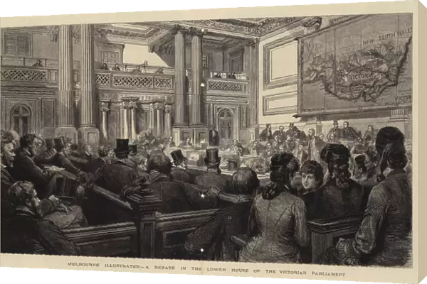 Melbourne Illustrated, a Debate in the Lower House of the Victorian Parliament (engraving)