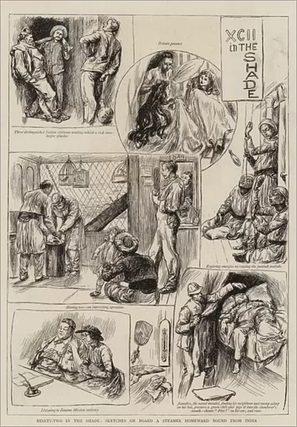 Ninety-Two in the Shade, Sketches on Board a Steamer Homeward Bound from India (engraving)
