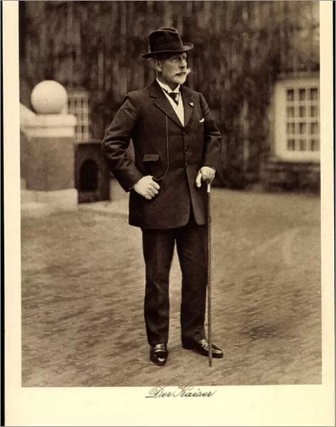 Ak Kaiser Wilhelm II of Prussia, Suit, Walking Stick, Doorn (b  /  w photo)