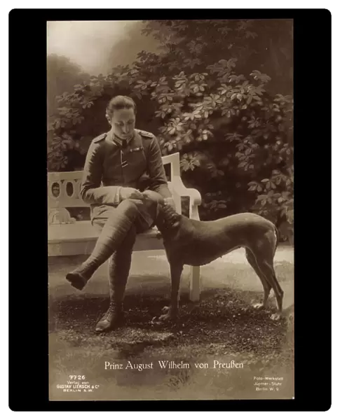 Ak Prince August William of Prussia with greyhound, Liersch 7726 (b  /  w photo)