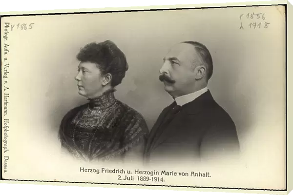 Ak Duke Frederick and Duchess Marie of Anhalt, 2 July 1889 to 1914 (b  /  w photo)
