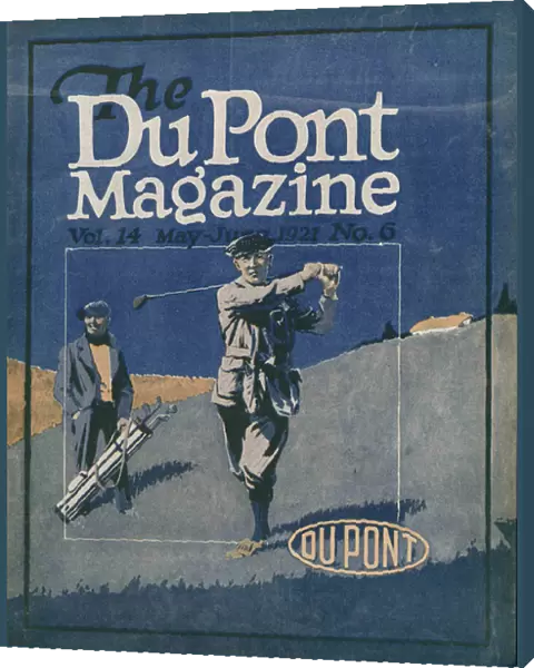 Golfing, front cover of the DuPont Magazine, May-June 1921 (colour litho)