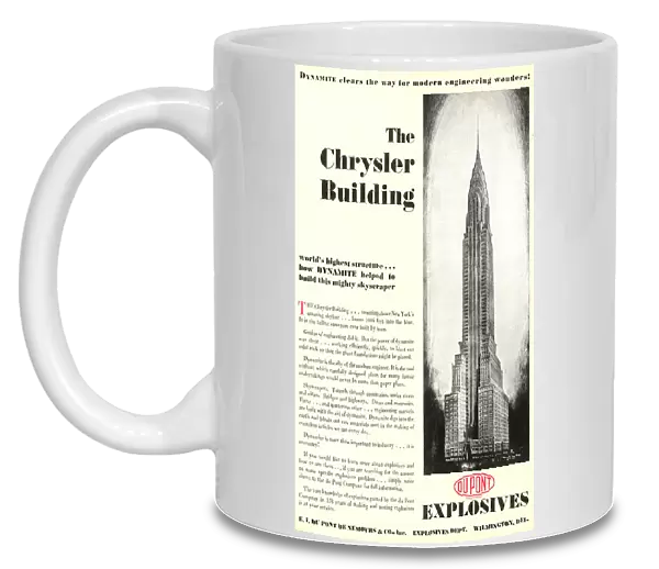 Advertisement featuring the The Chrysler Building, from the DuPont Magazine