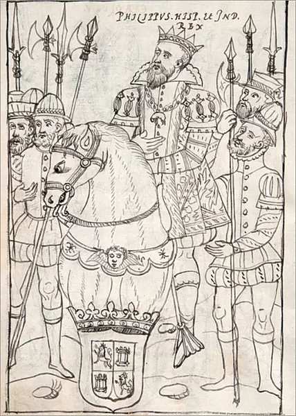 MS Hunter 242 f. 249v Philip II seated on horseback, wearing the order of the Golden