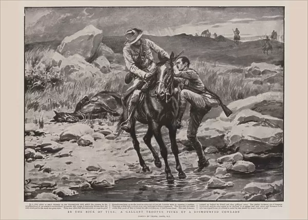 In the Nick of Time, a Gallant Trooper picks up Dismounted Comrade (litho)
