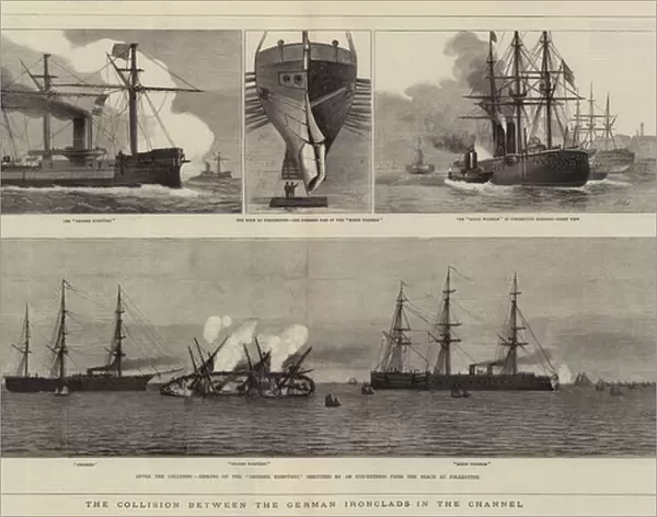 The Collision between the German Ironclads in the Channel (engraving)