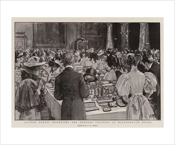 Invited Guests inspecting the Wedding Presents at Marlborough House (litho)