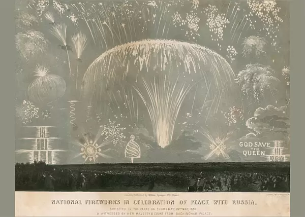 National fireworks in celebration of Peace with Russia, 29 May 1856 (engraving)