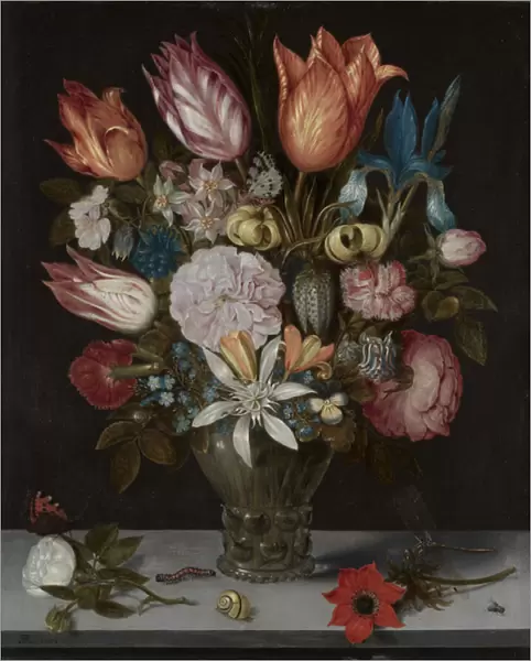 Flowers in a Glass, 1606 (oil on copper)