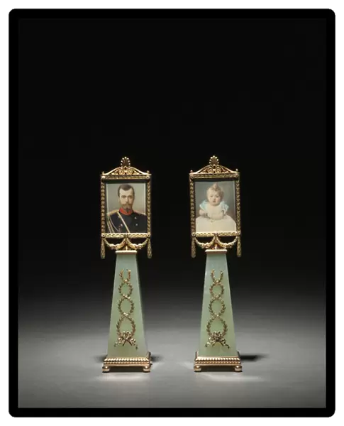 Framed Miniatures: Portrait of Czar Nicholas II and Portrait of Grand Duchess Olga