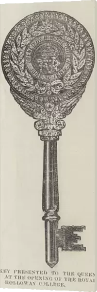 Key presented to the Queen at the Opening of the Royal Holloway College (engraving)